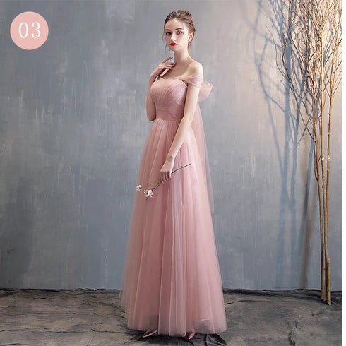 Bridesmaid Dress Tea-Length Tulle With Built-In Bra, V-Neck Pleated Design For Prom And Wedding Dress