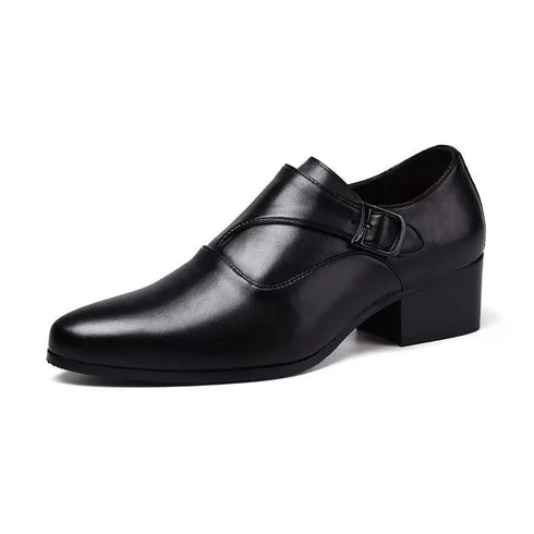 Men's Leather Business Shoes Slip-On Pointed Toe Loafers for Weddings and Daily Wear