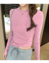 Slim Fit Long Sleeve O Neck T Shirt for Women Casual Streetwear Tops