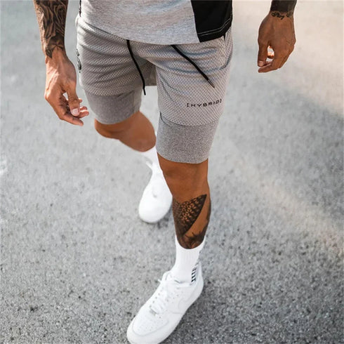 Summer Mesh Sports Shorts Men 2 In 1 Jogging Running Gym Fitness