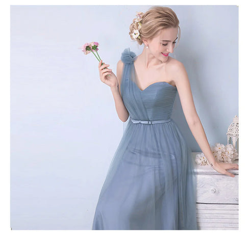 Elegant Sleeveless Tulle A-Line Bridesmaid Dress With Satin Belt And Lace Up Bow For Weddings