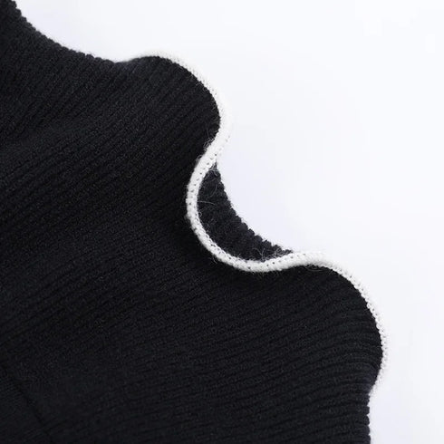 Knitted Ruffle Mini Dress for Women Elegant Bodycon Knit Sweater Dress for Autumn Winter