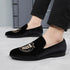 Luxury Pointed Toe Velvet Loafers for Men - Elegant Casual and Formal Dress Footwear with Embroidery Details for Weddings and Special Occasions