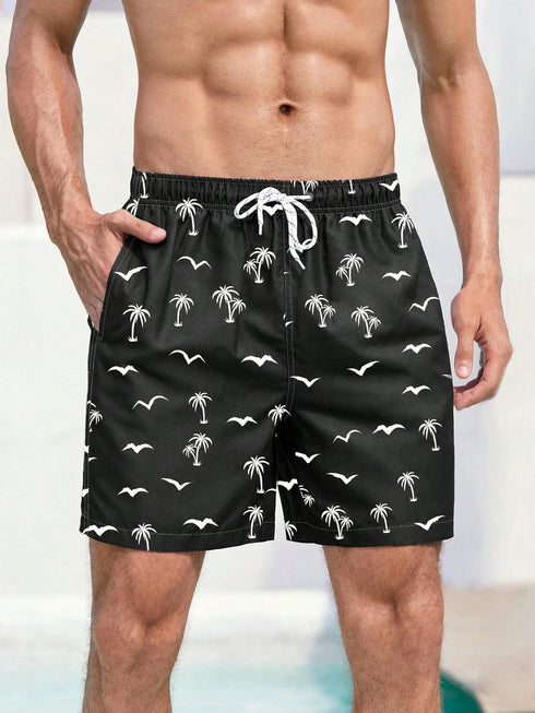 Men's Board Shorts Swim Trunks Drawstring Quick Dry Beach Casual