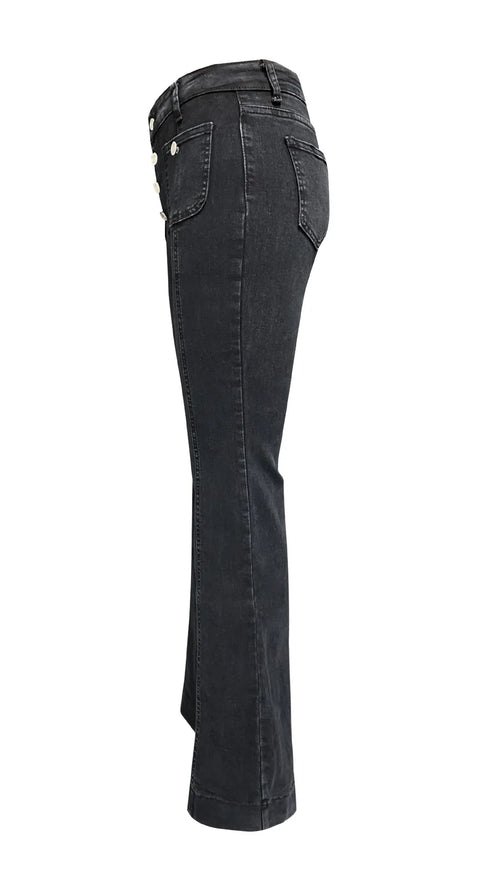 Ankle Length Flare Pants for Women - Stylish Boot Cut Denim Jeans with Pockets, High Waist & Zipper Fly for Effortless Fall Outfits