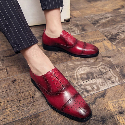 Luxury Handmade Men's Brogue Oxfords - Big Size 47 Leather Dress Shoes for Weddings, Parties, and Business Casual Occasions