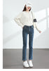 Women's Winter Fleece Warm Jeans Retro Slim Straight Denim Pants