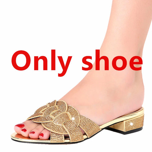 Party Wedding Shoes Women Shoes Bag Set Rhinestone Crystal Summer Fashion Slippers