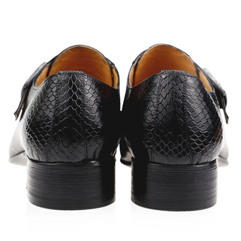 Snake Print Cowhide Leather Brogue Shoes for Men: Elegant Style for Wedding, Party & Office