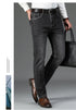 Men's High Waist Fit Straight Jeans Classic Vintage Cotton Trousers