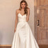 Customized 2 In 1 Detachable Train Wedding Dress Satin Mermaid Bride Gowns