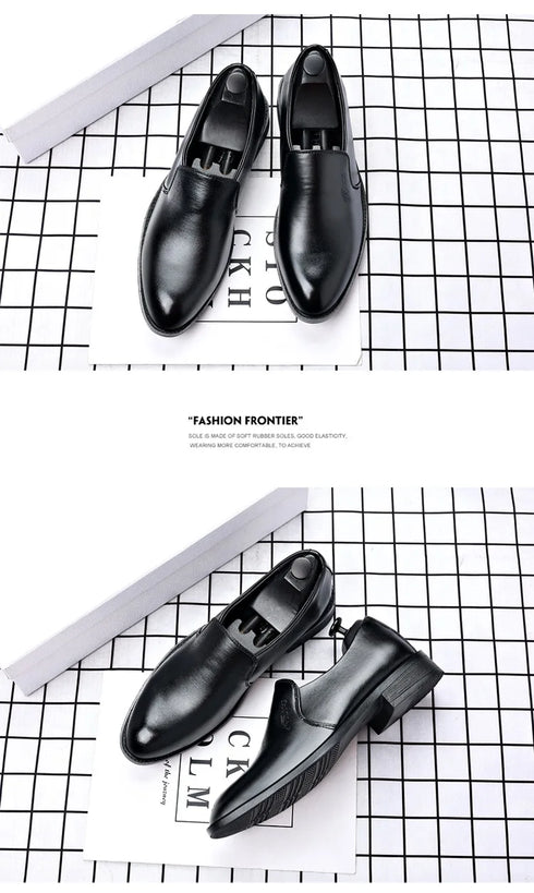 Elevator Dress Shoes for Men - Luxury Leather Formal Footwear for Weddings, Office, and Casual Social Events - Classic Designer Style with Slip-On Convenience