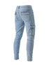 Men's Fashion Elastic Slim Fit Cargo Denim Pants Multi Pockets Casual Skinny Trousers