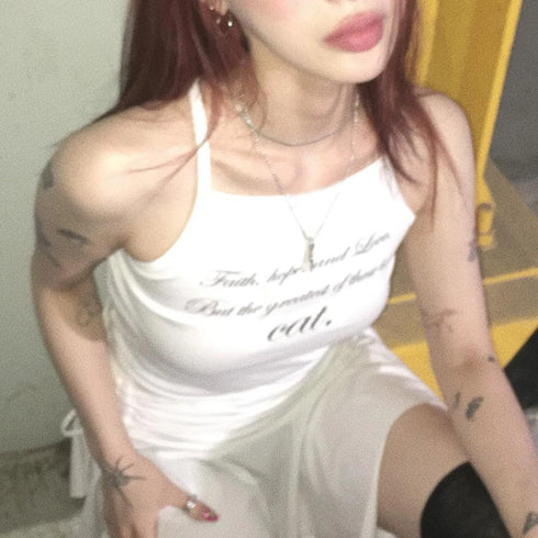 Y2K Punk Harajuku Sleeveless Tank Tops for Women Summer Graphic Streetwear Tee