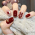 Wearable Detachable Love-Themed Checkerboard Fake Nail Pieces for a Sweetheart Manicure
