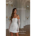 Elegant A-Line Mini Wedding Dress Strapless Sequined Vintage Style