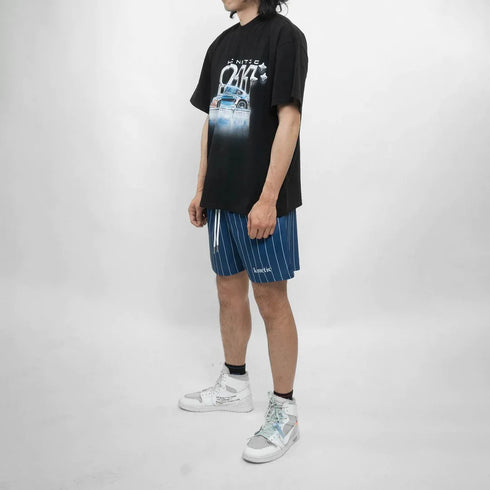 Striped Pattern Casual Shorts for Men's Fitness and Basketball