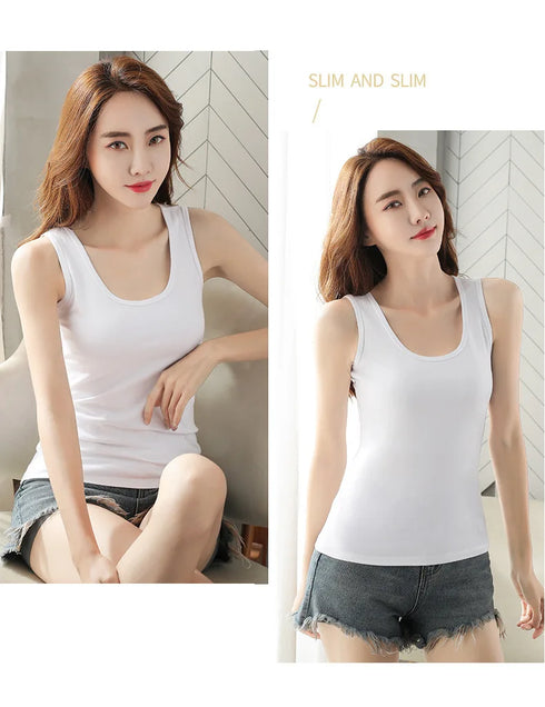 Chic Casual U-Neck Graphic Long Tank Top for Women - Trendy Sleeveless Slim Fit Vest Perfect for Summer Fashion