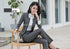 Elegant Long Sleeve One Button Business Suit for Women - Stylish Office Lady Attire for Formal Events and Professional Settings