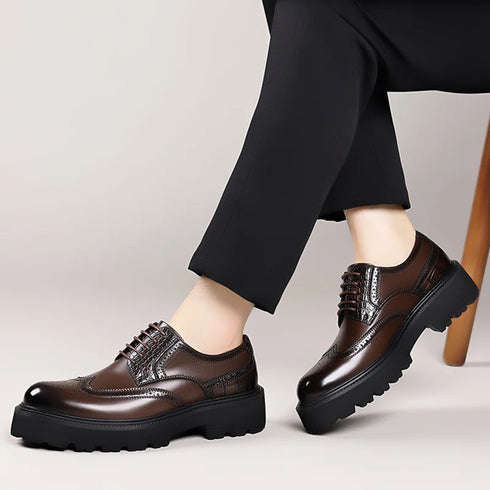 Mens Derby Shoes Height Increase Formal Dress Footwear Casual Leather Oxford Shoes