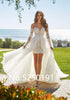 Popular Sweetheart Full Lace Short Sheath Wedding Dresses With Detachable Train 2 In 1 Bridal Gown