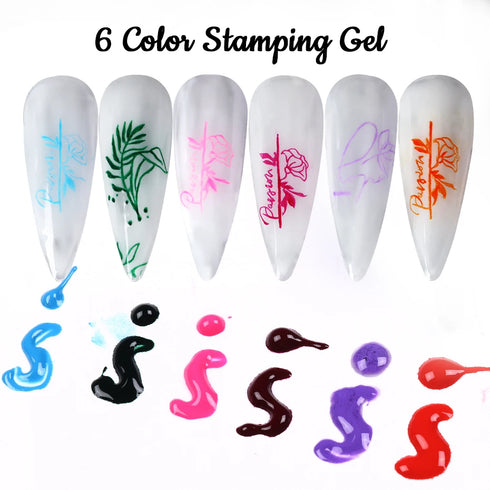 8ml Black Nail Stamping Gel Polish for Stunning Manicure Art with White Gold Transfer Gel, Perfect for UV Soak Off Varnish and Nail Art Stamping Plate Tools