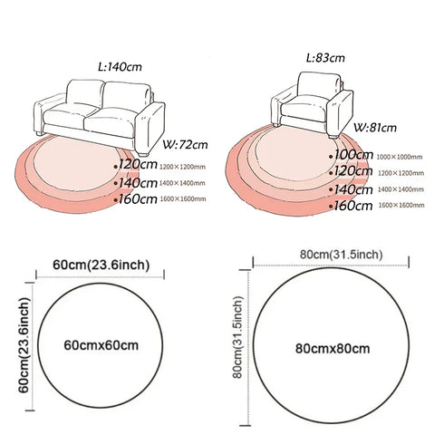Leopard Print Round Carpet Decoration for Living Room Area Rugs Non-Slip Floor Mats