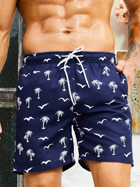 Men's Board Shorts Swim Trunks Drawstring Quick Dry Beach Casual