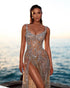 Mermaid Wedding Dress Sequins Beading Spaghetti Straps Side Split Gown Bridal Floor Length