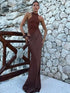 JULISSA MO Satin Sexy Hollow Out Maxi Dress for Elegant Parties