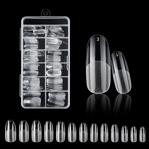 120Pcs Clear Frosted Stiletto, Almond, and Square Fake Nails - Full Coverage Gel X Coffin Manicure Tips for Stunning Autumn Nails