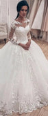 Elegant Summer Long Sleeve Wedding Dresses Lace Ball Gown