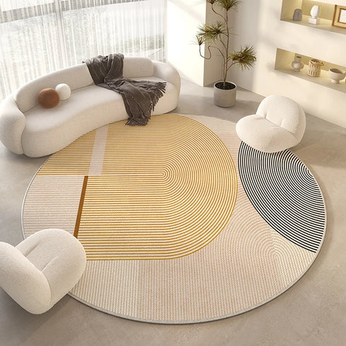 Cream Style Rugs for Bedroom Soft Fluffy Round Living Room Floor Mat