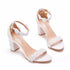 Elegant Pearl Lace Bridal Sandals with 7CM Thick Heels for Women