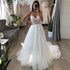 Customized Elegant Wedding Dresses Lace Applique Tulle Gowns A-Line Sweep Train Boho Bride Dress