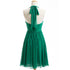 Bridesmaid Dress A Line Chiffon Knee Length Sweetheart Halter Zipper Back Dresses