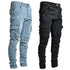 Men's Cargo Pants Jeans Denim Slim Fit Multi Pockets
