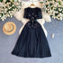 Runway Spring Pleated Chiffon Lace Party Long Dress Midi Dresses