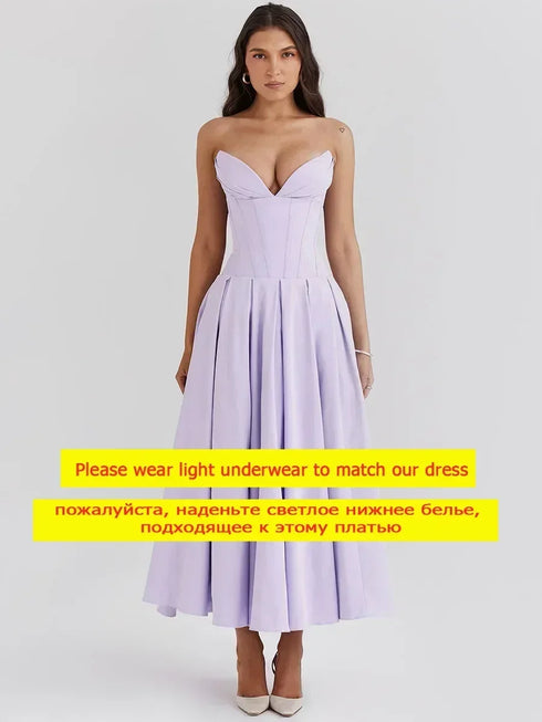 Mingmingxi Summer Strapless Bodycon Dresses Women Elegant Party Dresses