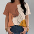 Orange And White Women's Abstract Art T-shirt - Modern Bold Fashion Art Style Summer Round Neck Short Sleeve
