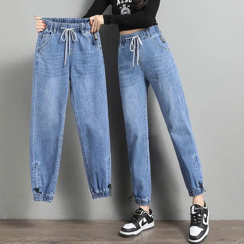 High Waist Denim Harlan Pants for Women Casual Ankle Length