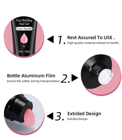 Ultimate Nail Extension Gel Kit for Stunning UV Varnish Nail Art Manicure – Complete Slip Solution & Quick Extension Tool Set for Professional Nail Care