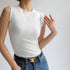 Women's Casual Cotton Sleeveless Camisole Vest with Round Neck, Side Cleavage Coverage, and Comfortable Stretch for Spring/Summer Fashion