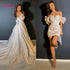 Two Pieces Short Sleeves Princess Wedding Dress Detachable Train Bridal Evening Party Gowns