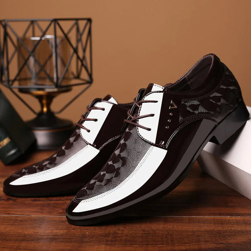 Italian Dress Shoes for Men Lace Up Point Toe Oxfords for Business Casual and Wedding Events