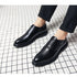Stylish Men's Formal Leather Derby Shoes for Office and Weddings - Low-top Solid Black Oxford Pointed Dress Shoes in Plus Size 46