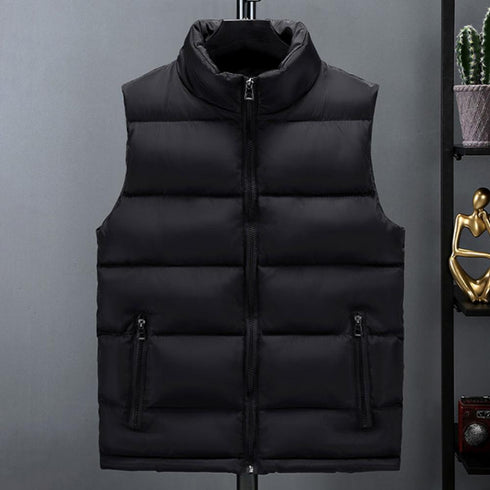 Men's Thermal Sleeveless Padded Vest - Casual Outdoor Body Warmer for Hiking and Winter Wear, Stylish and Functional Down Cotton Jacket, Windproof Design, Perfect for Autumn and Winter Adventures