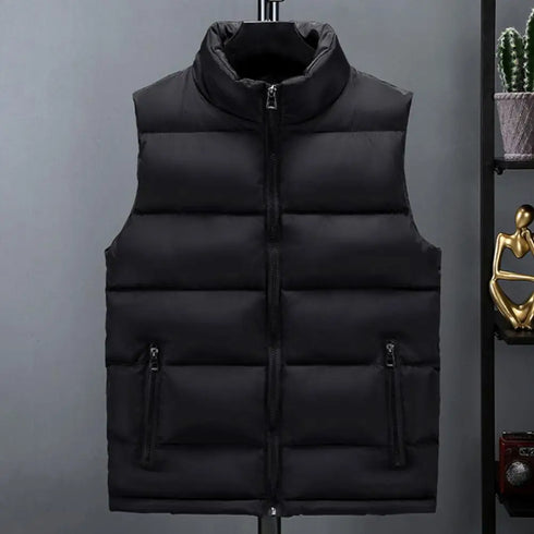 Men's Thermal Sleeveless Padded Vest - Casual Outdoor Body Warmer for Hiking and Winter Wear, Stylish and Functional Down Cotton Jacket, Windproof Design, Perfect for Autumn and Winter Adventures
