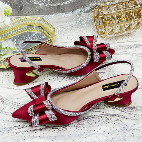 Italian Design Elegant Women's Rhinestone Heels Set