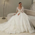 Luxury Long Sleeves Wedding Dresses with Pearls and Lace